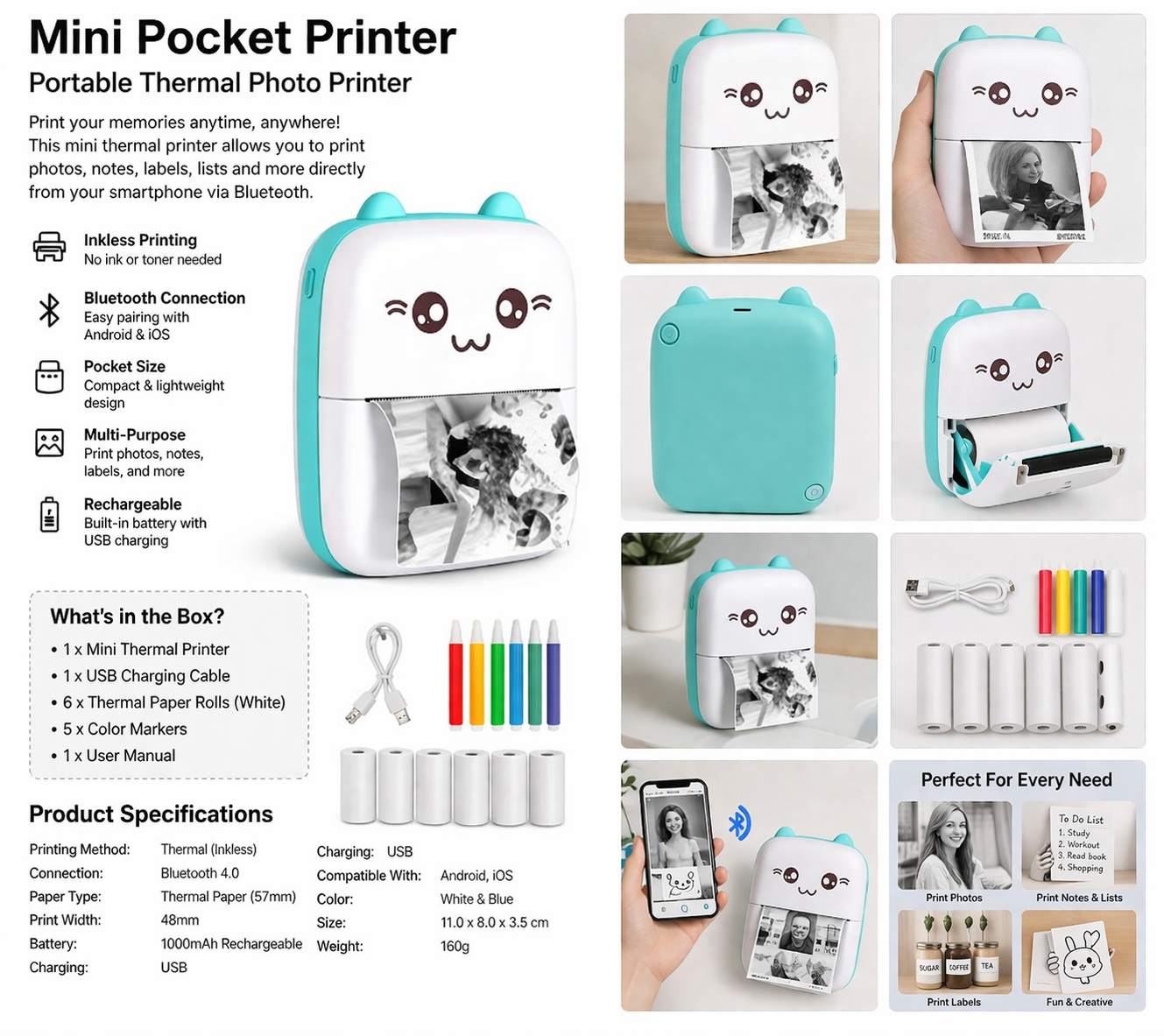 Mini Portable Bluetooth Thermal Printer